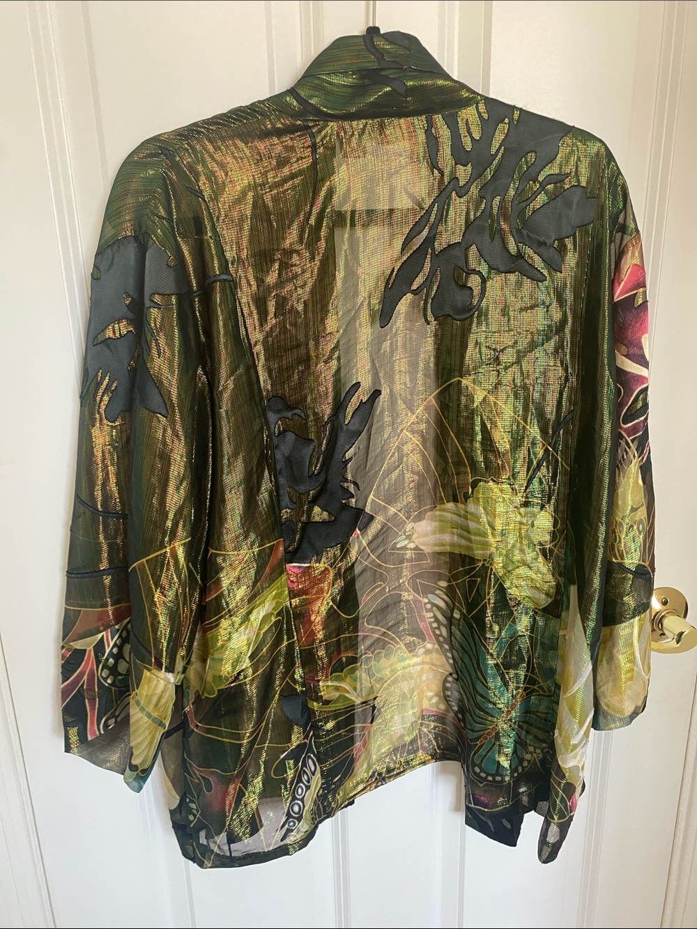 Chico’s Sheer Silk Butterfly Kimono Coverup Size L - Picture 3 of 7